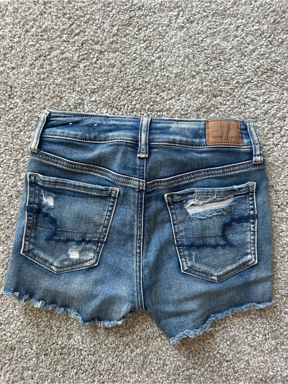 American Eagle Outfitters Ripped Frayed Hem Denim Shorts - Blue - Picture 2 of 4